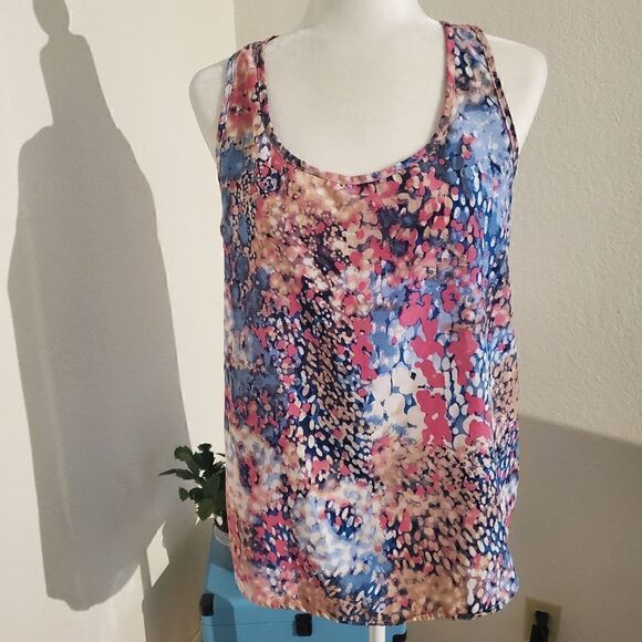 Olive & oak pink and blue print tank top M - Picture 9 of 9